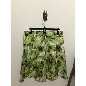 Banana Republic‎ Cotton/Silk Circle Midi Skirt 6 Spring Green Floral Lightweight
